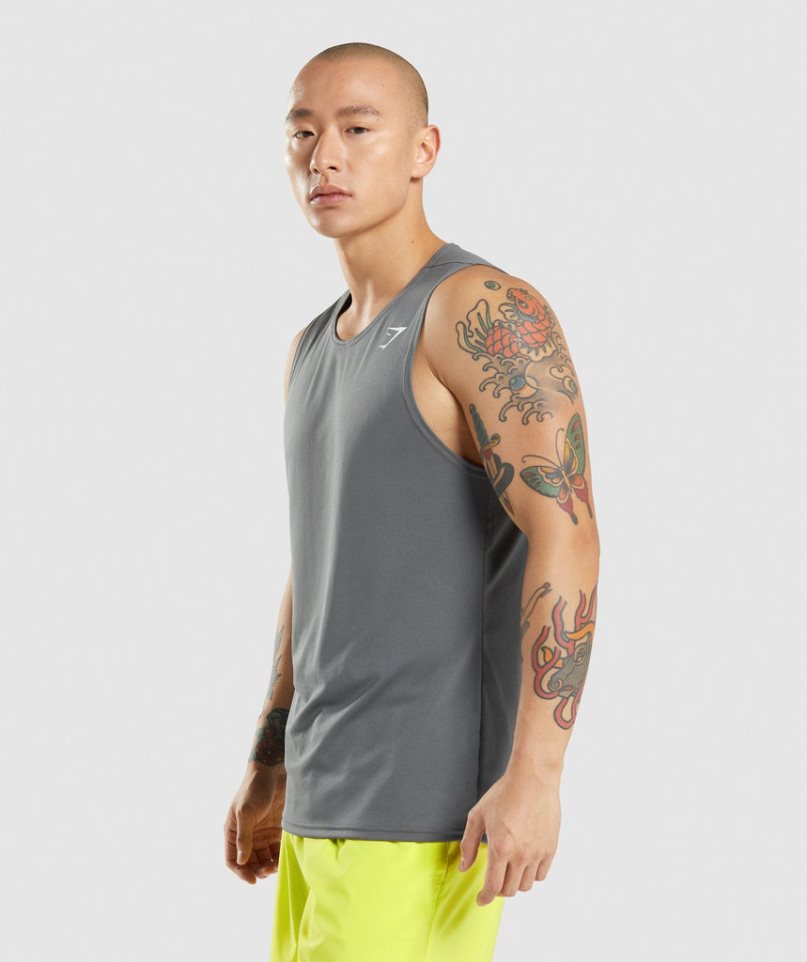 Men's Gymshark Arrival Tanks Grey | CA 580173